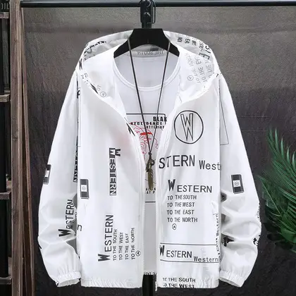 2024 spring summer new sun protective clothing men's casual hooded windbreaker jacket men's summer thin sun-protective clothing men's and women's trend