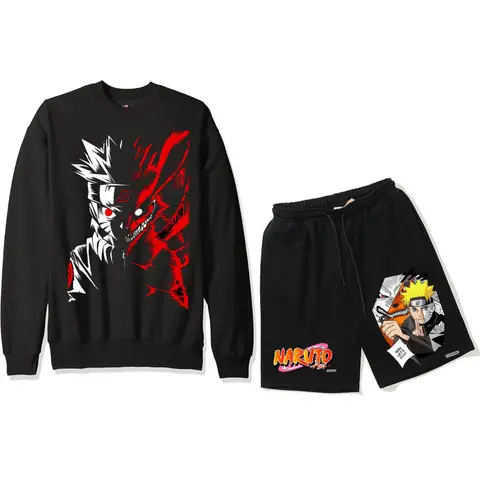 Naruto Anime Combo Printed Sweatshirt And Half Pant For Men And Women