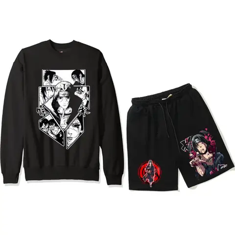 Itachi Anime Combo Printed Sweatshirt And Half Pant For Men And Women