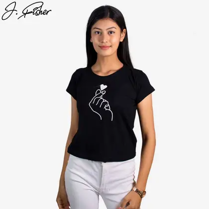 J. Fisher Women's Printed T-Shirt Short Sleeve Crew Neck Tee Casual Comfortable Fit Fashion Top