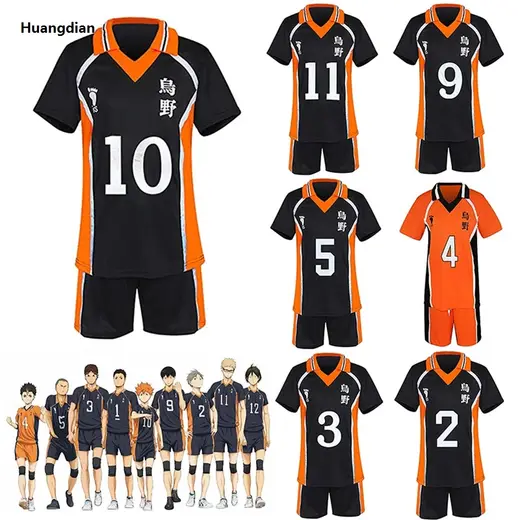 Huangdian Anime Haikyuu Hinata Shoyo Karasuno High School Volleyball Sportswear Sales promotion Christma Party Cosplay Short Sleeve Short Jersey Uniform