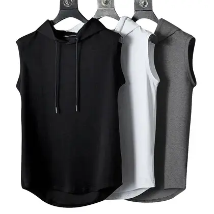 Cotton Sleveless Hooded Gymwear For Men- Pack Of 3 - Fashion | Sleeveless Sando For Men | Hooded Sando For Men |