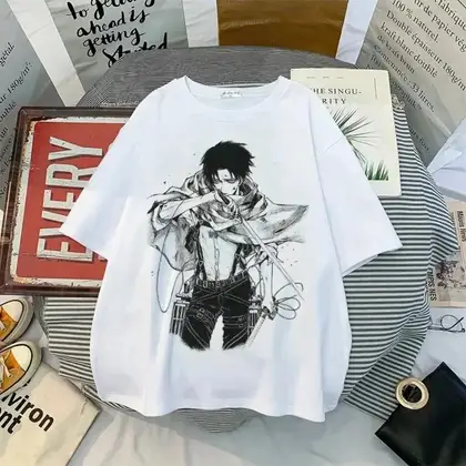 New style O-Neck Women's Shirt Men's Short Sleeve Vi Ackerman Summer Harajuku Japanese Anime T-Shirt Men's T-Shirt Attack on Titan Lee Eye T Top
