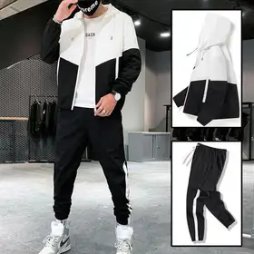 Classic Fit Summer Jacket And Jogger Set For Men