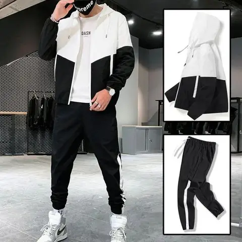 Classic Fit Summer Jacket And Jogger Set For Men