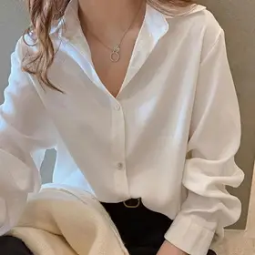 Summer Long Sleeves Collar Plain Shirt Formal For Women ( Bust 34-38)  / ST
