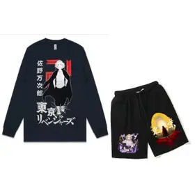 Mikey Anime Combo Printed Full T-Shirt And Half Pant For Men And Women