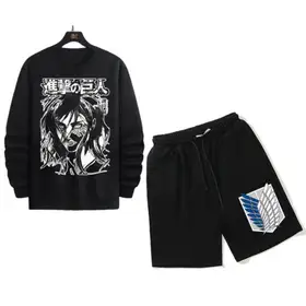 Attack on Titan Anime Combo Printed Sweatshirt And Half Pant For Men And Women