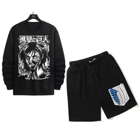 Attack on Titan Anime Combo Printed Sweatshirt And Half Pant For Men And Women