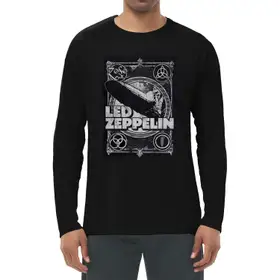 Binay Embroidery Cotton Casual Black Full Sleeve Led Zeppelin Printed T-Shirt For Men - Fashion | T-Shirts For Men | Men's Upper Wear | T-Shirts |