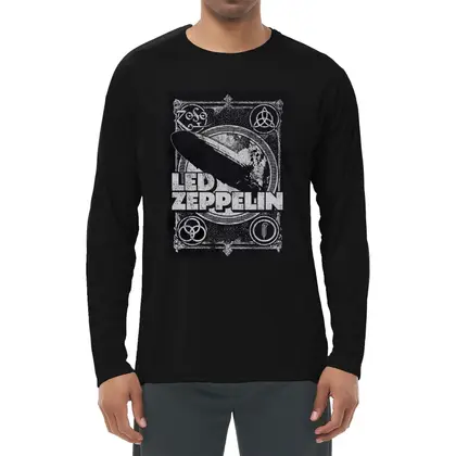 Binay Embroidery Cotton Casual Black Full Sleeve Led Zeppelin Printed T-Shirt For Men - Fashion | T-Shirts For Men | Men's Upper Wear | T-Shirts |