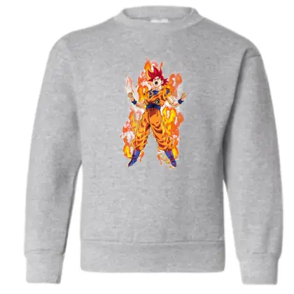 Grey Anime Printed Inside Fur Sweatshirt For Men