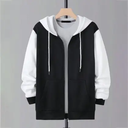 Men's Warm Cotton Fleece Full Zip Hoodie For Winter