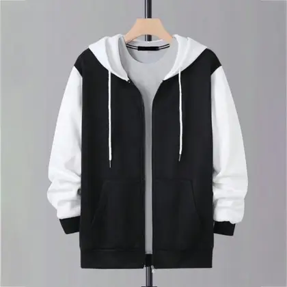 Men's Warm Cotton Fleece Full Zip Hoodie For Winter