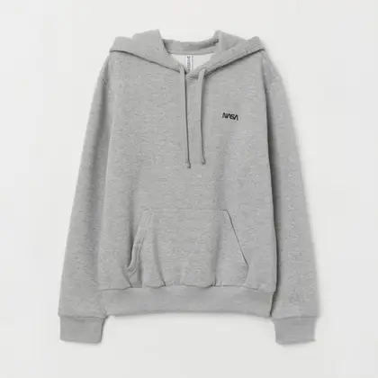 Hoodie with Drawstring Hood and Kangaroo Pocket Light Grey Marl