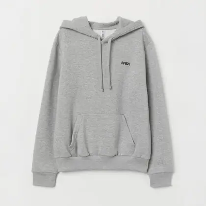 Hoodie with Drawstring Hood and Kangaroo Pocket Light Grey Marl