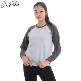 J.Fisher Cotton Fleece Baseball Sweatshirt For Women (V2)