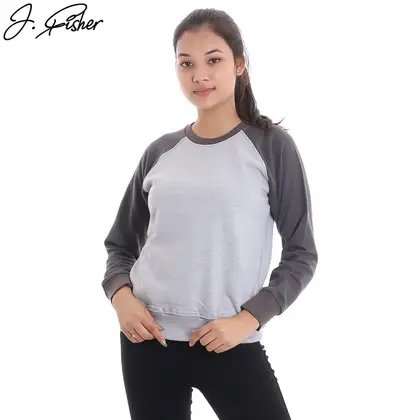 J.Fisher Cotton Fleece Baseball Sweatshirt For Women (V2)