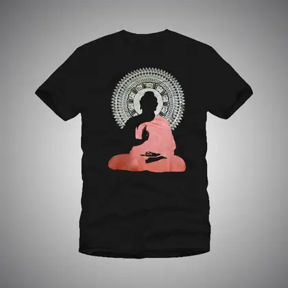 Black Casual Buddha Face Printed T-Shirt For Women