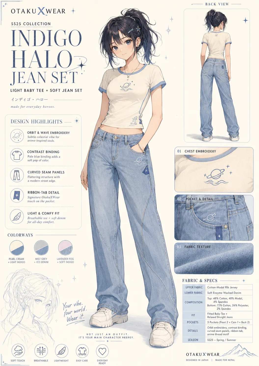 Indigo Halo Jean Set coming soon OtakuXWear drop